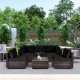 L-shaped configuration of a 6-piece patio rattan furniture set with black cushions, ideal for backyard gatherings.