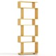 6-tier geometric bookshelf made of high-quality wood, featuring anti-tipping kits, ideal for home office storage.