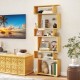 6-tier geometric bookshelf made of wood, featuring anti-tipping kits, ideal for modern home office or living room.