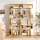 Geometric 6-tier bookshelf in wood with anti-tipping kits, perfect for modern storage in home office or living room.