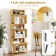 6-tier geometric bookshelf with 2 anti-tipping kits, made of high-quality wood, ideal for home office storage.