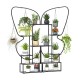 Elegant black 6-tier metal plant stand with butterfly design, featuring 12 shelves and 4 hanging hooks for versatile.