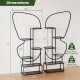 6-tier black metal plant stand ladder display rack with hanging hooks, featuring a butterfly shape and adjustable foot.