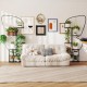 Elegant black 6-tier metal plant stand with butterfly design, showcasing various potted plants and hanging decorations.