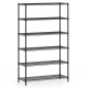 6-tier black metal storage shelving unit with V-shaped wire racks, adjustable shelves for garage or home use.