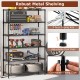 6-tier black metal storage shelving unit with adjustable shelves and anti-tipping kits, ideal for garage or basement.