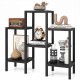 Modular 6-tier black plastic storage shelves displaying decorative items, ideal for living room or kitchen organization.