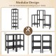 6-tier black plastic modular storage shelves with open design, customizable assembly for living room and kitchen use.