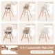 6-in-1 convertible wooden highchair in light brown with adjustable legs and safety harness for growing babies.