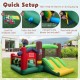 6-in-1 inflatable bounce house with double slides, bright colors, and safety mesh, perfect for kids' outdoor fun.