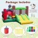 Inflatable bounce house with double slides, bright colors, and safety mesh, perfect for kids' indoor and outdoor fun.