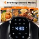 Control panel of the 6-in-1 Portable Glass Air Fryer with 6 pre-programmed modes for effortless cooking.