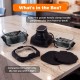 6-in-1 Portable Glass Air Fryer with 4.2QT and 1.8QT containers, lids, and connector for versatile cooking convenience.