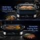 Stainless steel rack with salmon and vegetables, part of a 6-in-1 programmable slow cooker for versatile meal options.