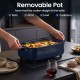 Removable pot from the X Quart Multi Cooker in blue, designed for easy serving and dishwasher-safe convenience.