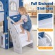 Enclosed staircase with anti-slip texture and smooth handrails on the 6-in-1 toddler slide playground for safe play.