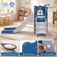 Toddler slide playground in blue with basketball hoop, ladder, and safe non-slip steps for active play and skill.