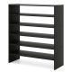 Black 6-tier shoe rack showcasing a sleek modern design, featuring sturdy shelves and an anti-tipping device for safety.