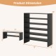 6-tier black shoe rack with dimensions, featuring sturdy shelves and an anti-tipping device for safe entryway storage.