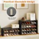 6-tier black shoe rack with spacious shelves and anti-tipping device, ideal for entryway or bedroom storage solutions.