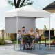 Pop-up canopy tent with half sidewall, white Oxford cloth, ideal for outdoor gatherings and sun protection.