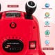 Close-up of the control panel of the red 12V kids ride-on bumper car featuring light switch, USB port, and battery.