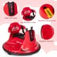 Red 12V kids ride-on bumper car featuring bright LED lights, cozy backrest, and convenient charging hole for fun rides.