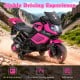 Kids motorcycle in pink with detachable training wheels, LED headlights, and 15W motor for stable driving experience.