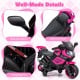 Rearview mirror and spacious seat of the 6V pink kids motorcycle, designed for comfort and real driving fun.