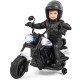Kids motorcycle in white with headlight, music, and training wheels for safe, enjoyable riding. Ideal for ages 3+.