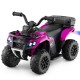 Kids ride-on ATV in pink with spray function, storage box, and music features for fun outdoor adventures.