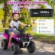 Kids ride-on ATV in pink with music, spray function, and storage box, designed for safe and fun outdoor adventures.