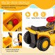 Under seat storage of the 6V Kids Ride On Bulldozer, featuring space for toys and a hidden compartment for organization.