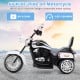 Chopper style 6V kids' ride-on motorcycle in black and white, featuring a wide seat and adjustable headlight for safety.