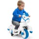 Child riding the 12V Unicorn Ride on Toy in navy, featuring training wheels and a fun horse riding mode for stability.