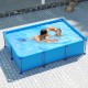 Family enjoying the 6 ft outdoor swimming pool with metal frame, featuring durable PVC fabric and easy drainage.