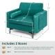 Modern accent chair in teal suede fabric with removable cushions and armrest storage, perfect for living room or office.