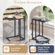 C-shaped side table in dark gray with spacious tabletop, adjustable foot pads, ideal for indoor and outdoor use.
