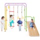 Colorful 8-in-1 indoor jungle gym playset with swings, slide, and monkey bars for kids over 3 years old.