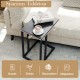 C-shaped side table in dark gray with spacious tabletop, ideal for snacks and drinks, perfect for living room or.