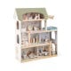 Wooden dollhouse with green roof, 33 furniture pieces, and movable stairs for interactive pretend play. Suitable for.
