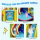 7-in-1 inflatable water slide featuring a bounce house, climbing wall, and splash pool for outdoor fun with friends.