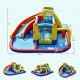 7-in-1 inflatable water slide with climbing wall, splash pool, and games for outdoor fun, accommodating 4 kids.