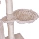 Close-up of the cozy platform on the 56-inch cat play tree, featuring soft fabric for lounging and scratching.