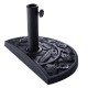 Half round outdoor patio umbrella base with ornate flower design, made of rust-free resin for stability and durability.