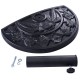 Half round outdoor patio umbrella base with ornate flower design, made of rust-free resin, for stable support.