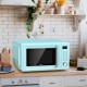 Retro green 700W countertop microwave oven with LED display, 5 power levels, and child lock, perfect for small spaces.