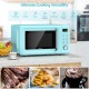 Retro green 700W countertop microwave oven with LED display, 5 power levels, and 0.7 Cu. Ft capacity for versatile.