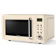 Cream white 700W retro countertop microwave oven with LED display and 5 power levels, perfect for small spaces.