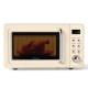 Cream white 700W retro countertop microwave oven with LED display and 5 power levels, ideal for small spaces.